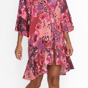 Johnny Was Valennis Floral Ruffle Kimono Size S | Boho Duster Cover Up
